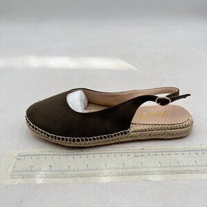 FOWT Olive Suede Espadrille Slide Sandal Slingback Pumps Synthetics Shoes